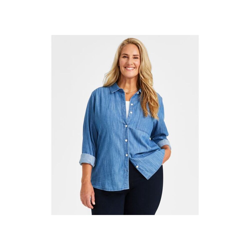 Plus Size Perfect Chambray Shirt